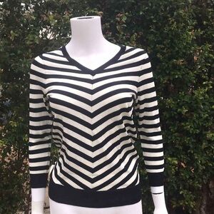 Black and White Striped Women's Sweater